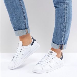 Adidas original white and navy Stan Smith